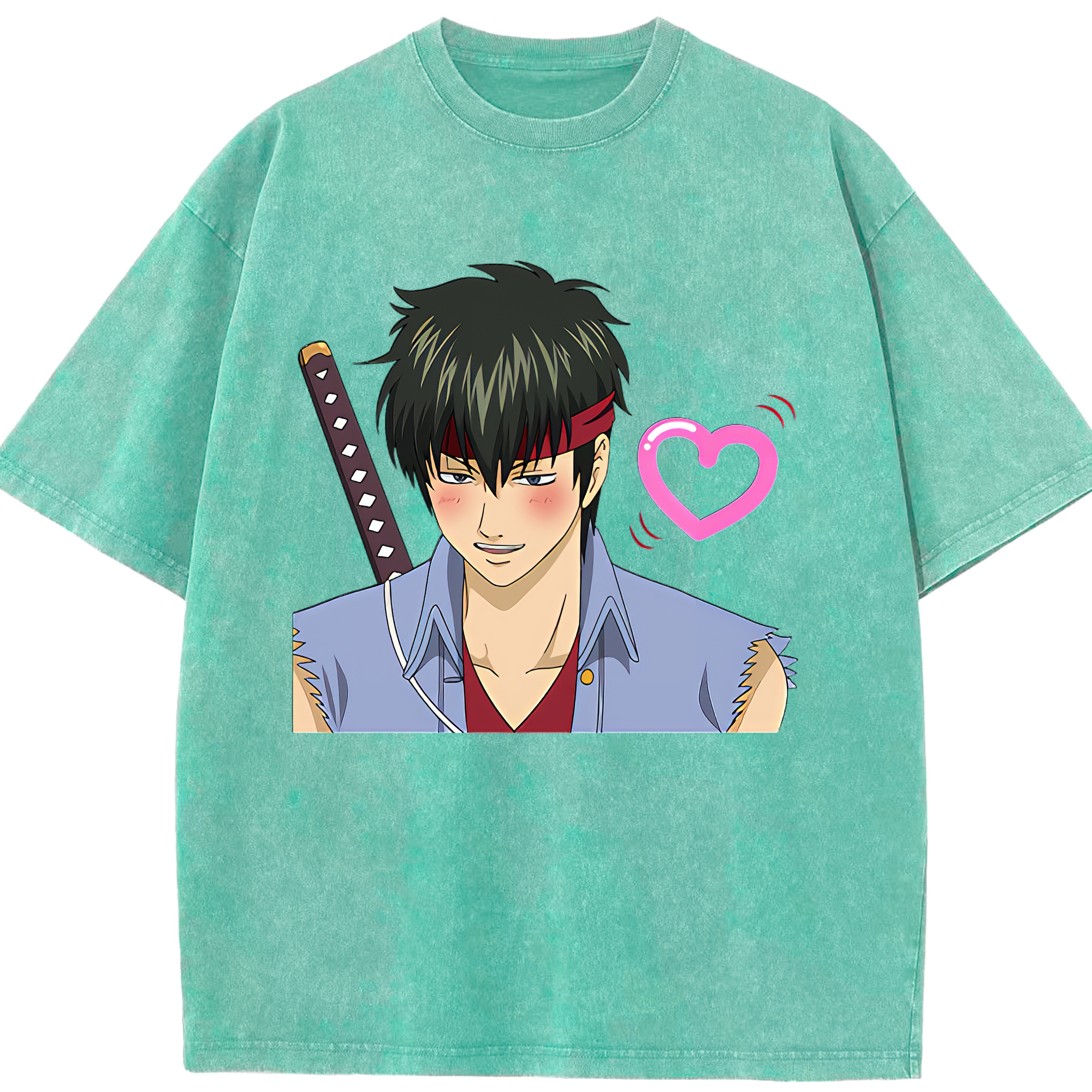 （画像用） ぎんたま 坂田銀時（さかたぎんとき） 神楽 志村新八（しむら しんぱち） GINTAMA Sakata Gintoki Kagura Shimura Shinpachi 綿100% ヴィンテージ風 半袖Tシャツ（フロントプリント）